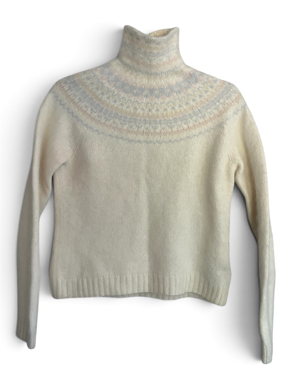 Lauren Ralph Lauren Angora Blend Fair Isle Mock Neck Sweater Pastel Nordic knit - Picture 1 of 11